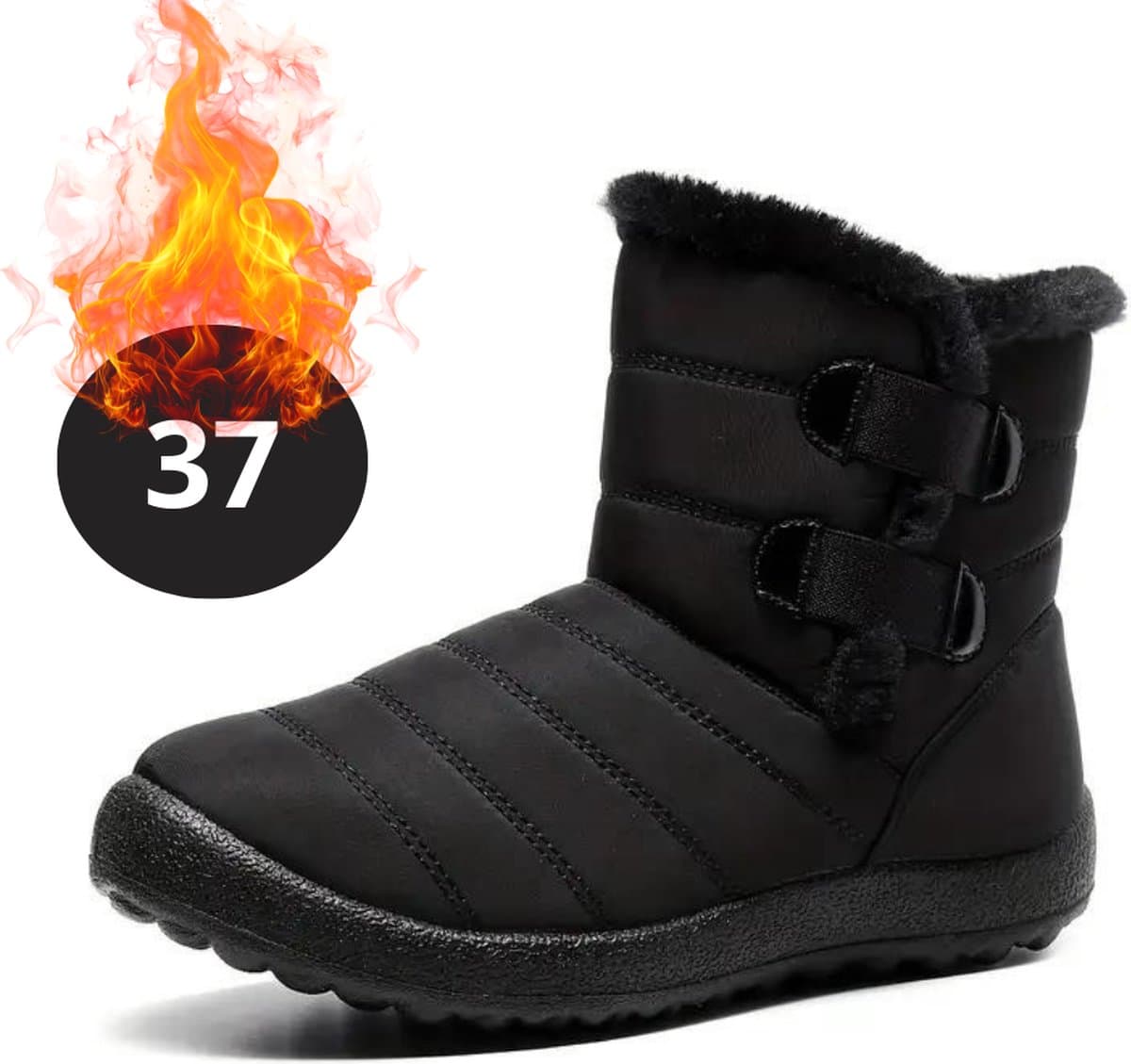Nivard Snowboots - Sneeuwschoenen - Sneeuwboots - Dames & Heren - Wintersport - Ski - Skischoenen - Zwart - 37 - stevig