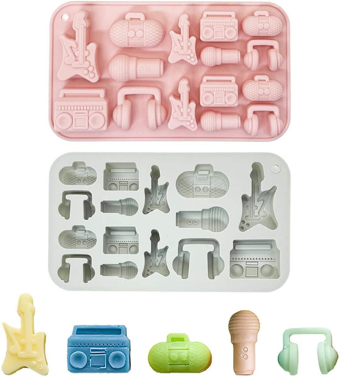 Dailygoods- Siliconen Vorm Muziekthema - 30 Holtes - 3D Chocoladefiguren - Anti-aanbak - Duurzaam - Temperatuurbestendig - Geschikt voor Oven/Magnetron - Bakvorm