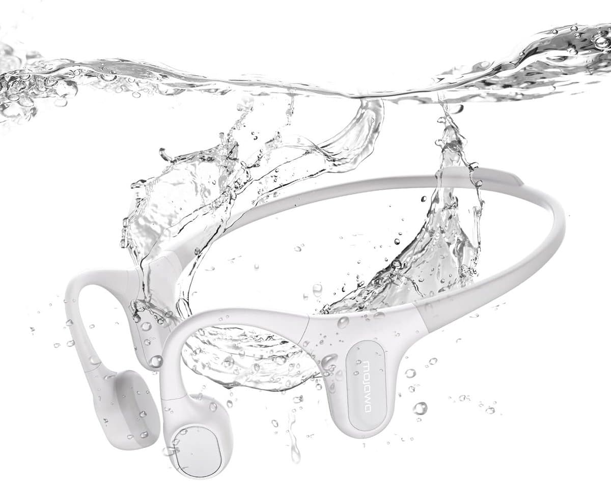 Mojawa Run Plus Bone Conduction Headphones, IP68 Waterproof Bluetooth 5.2 Open-Ear Wireless Headphones with 32GB MP3, Safe Fit for Running, Swimming, Cycling, Fitness, Gray