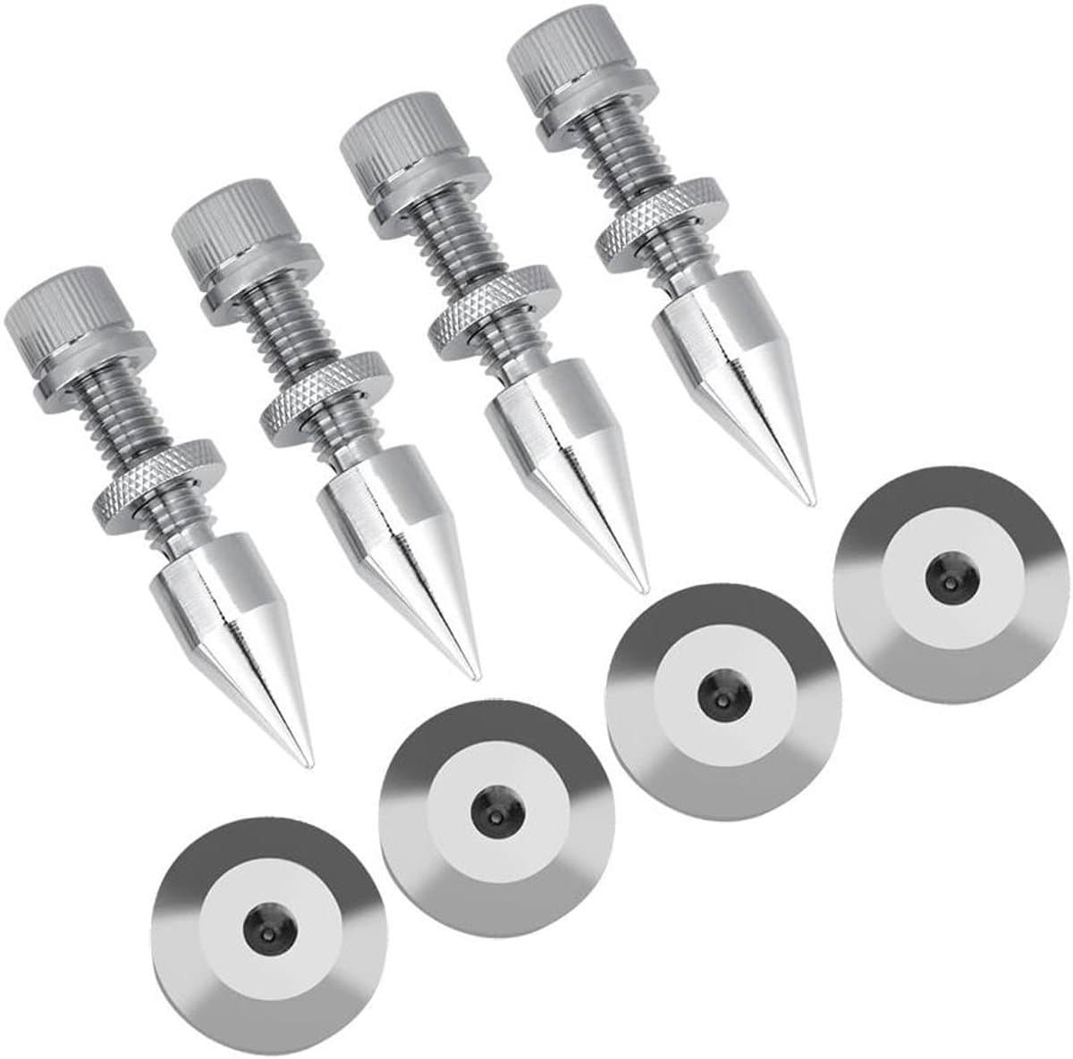 Luidspreker Spike Kit - Isolatie Voet - Geluidsverbetering Thuis - Verstelbare Balansmoer - 4 Stuks - Zilver