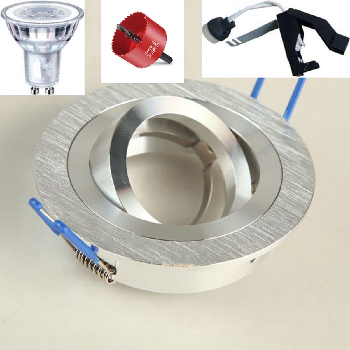 LED Inbouwspot Kantelbaar Rond Aluminium GU10 Inclusief Dimbare Philips LED Lamp 3000K 230V Ø90 mm - Met gatenzaag