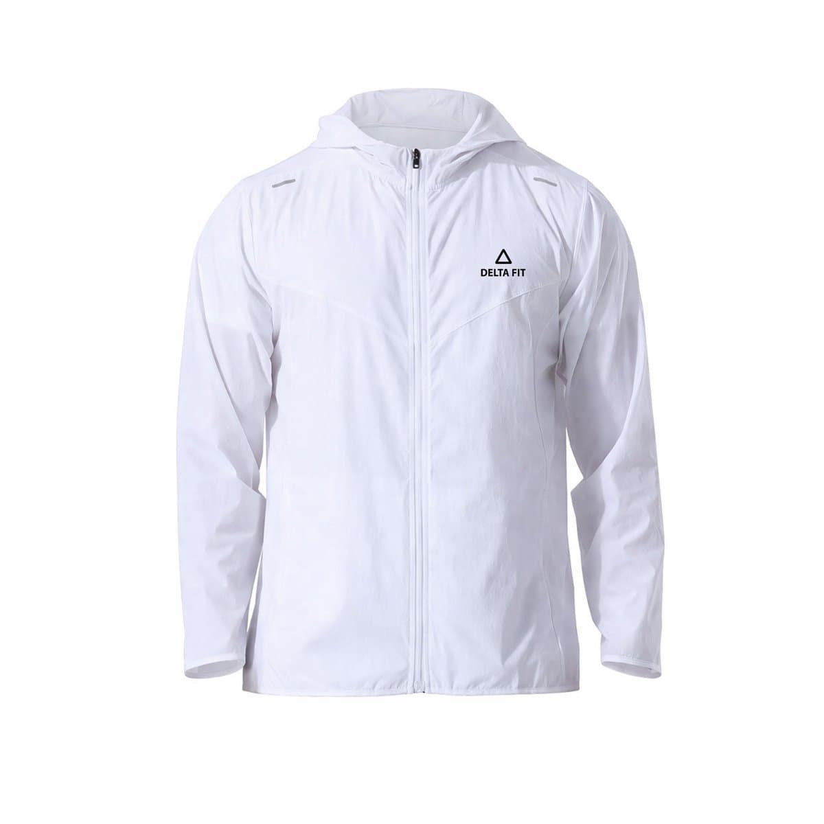 Delta Fit - Hardloopjack - Regenjas - Windjack - Wit - met capuchon - Maat M