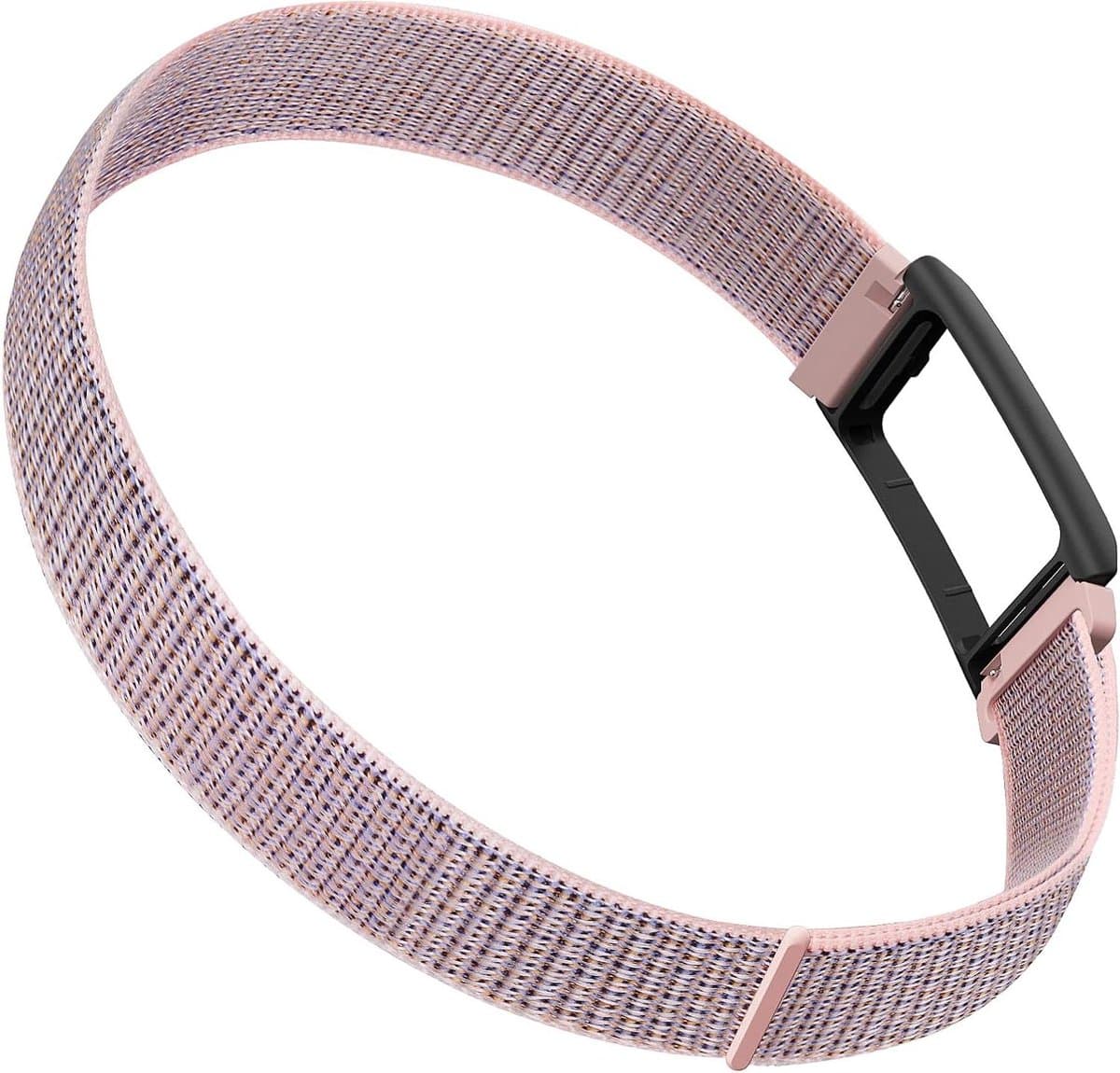 Nylon Band met Frame - Sport Armband - Fitness Tracker Dragen - Verstelbare Klittenbandsluiting - 22 mm - Zwart