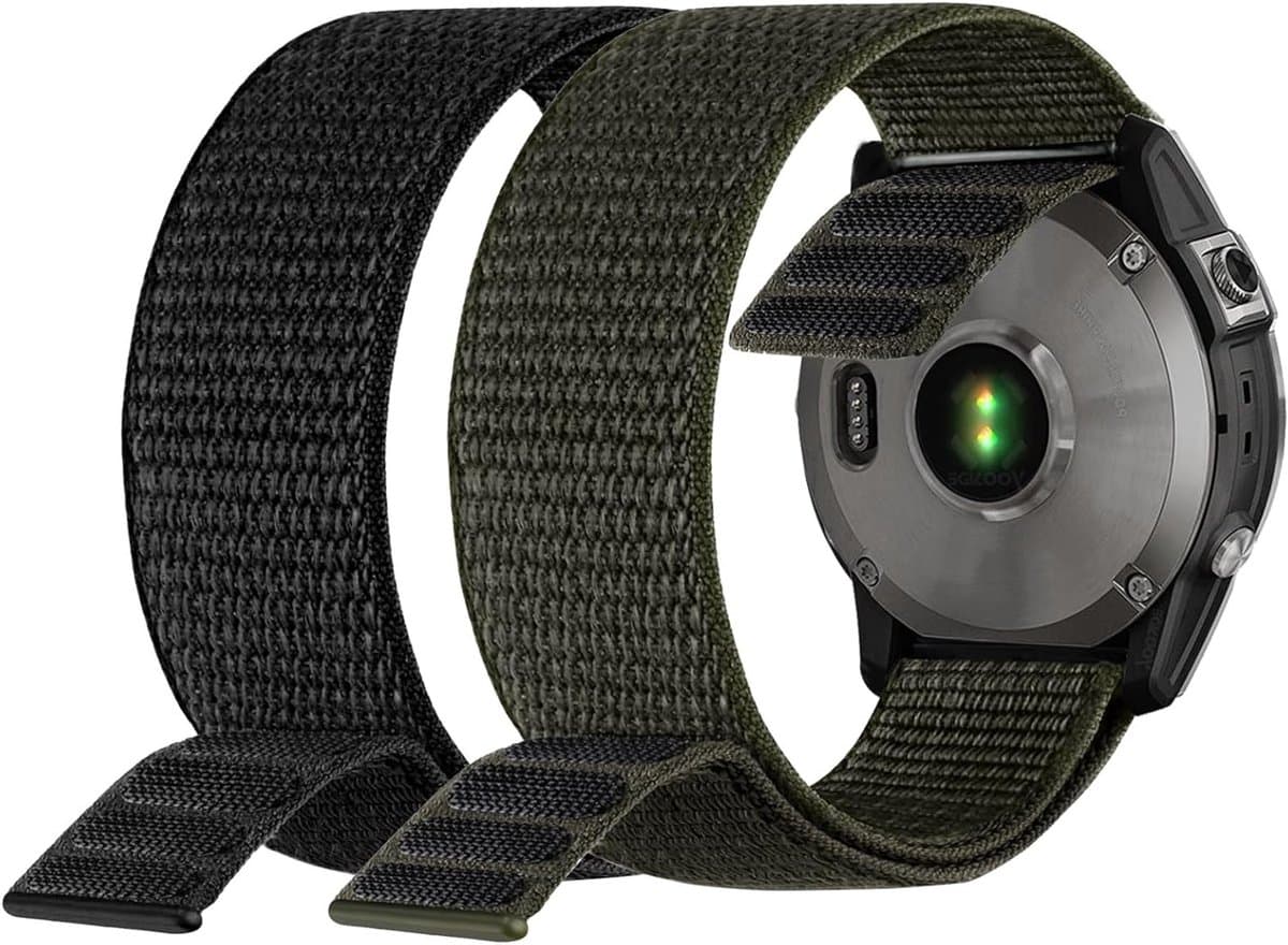 Verstelbare Velcro Nylon Horlogeband voor Garmin Fenix 7, EPIX 2, Fenix 6 en Fenix 5 - 22mm Sneldrogend, Ultra Licht Sportarmband voor Forerunner 955 en Instinct 2
