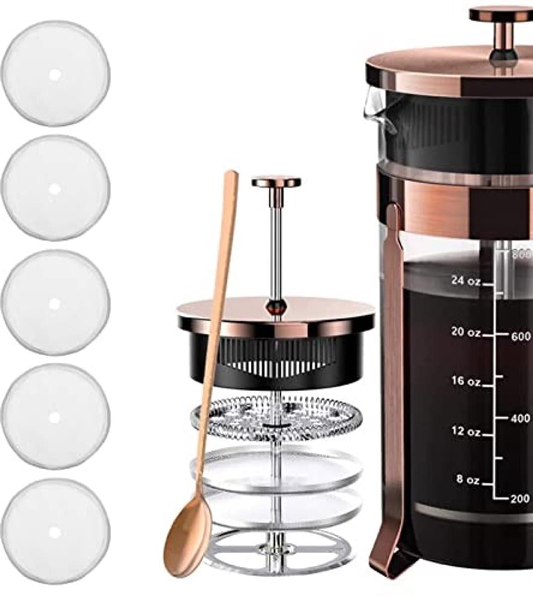Dailygoods - Franse Pers Filtergaas - Herbruikbare Koffiefilter - 80 Mesh - Roestvrijstalen Filter - Perfect voor Koffie en Thee - Geschikt voor 350 M