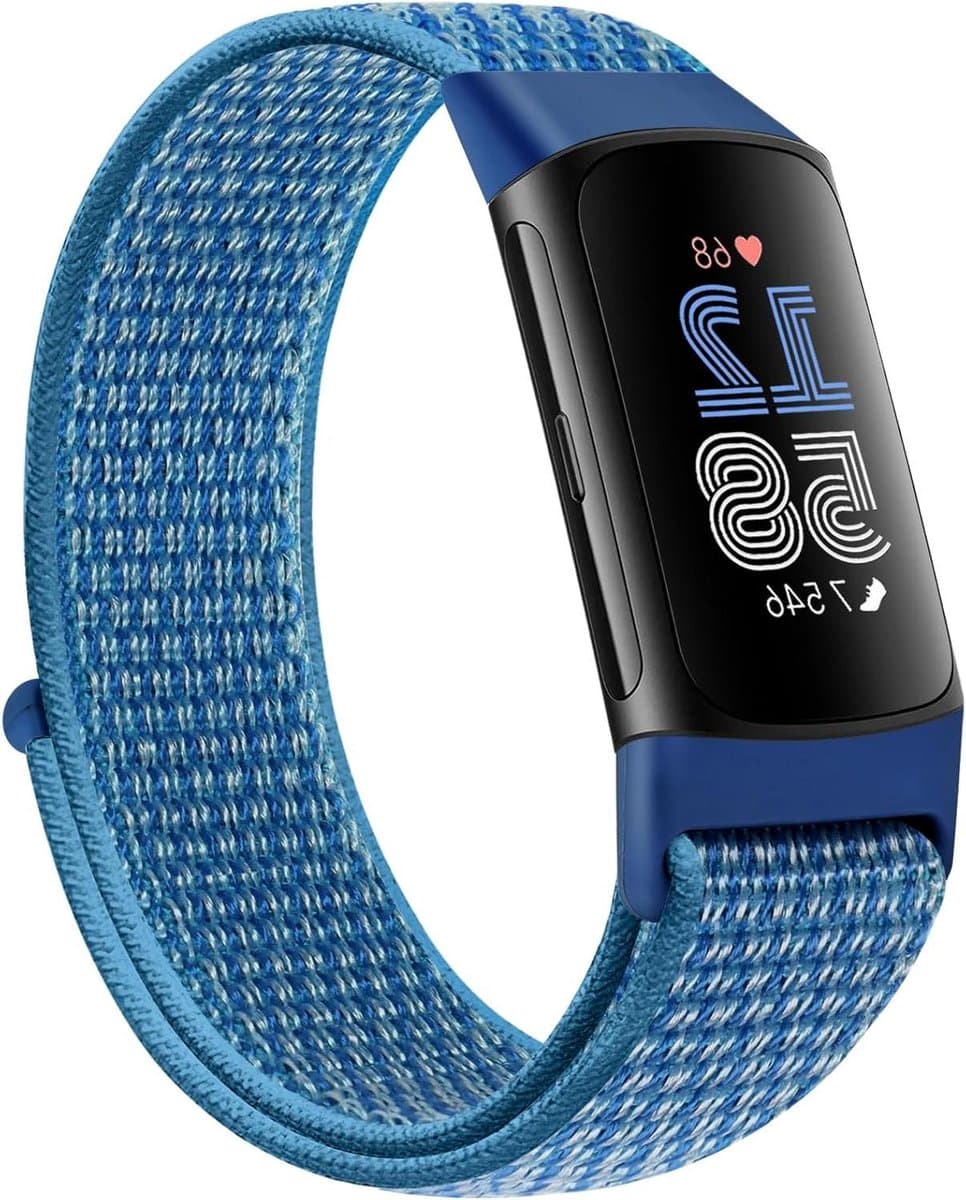 Sportarmband Nylon - Verstelbare Band - Fitness Tracker - Ademend Materiaal - 215 cm - Blauw