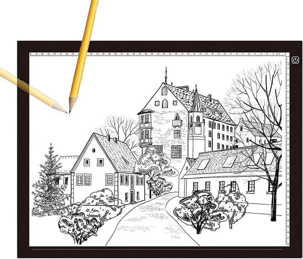 Drumm A3 Light Tablet, LED Drawing Light Table, 5 mm LED Copy Light Box, Ultra-Thin Light Box with Adjustable Brightness, USB Cable for Drawing, Sketching with Scale