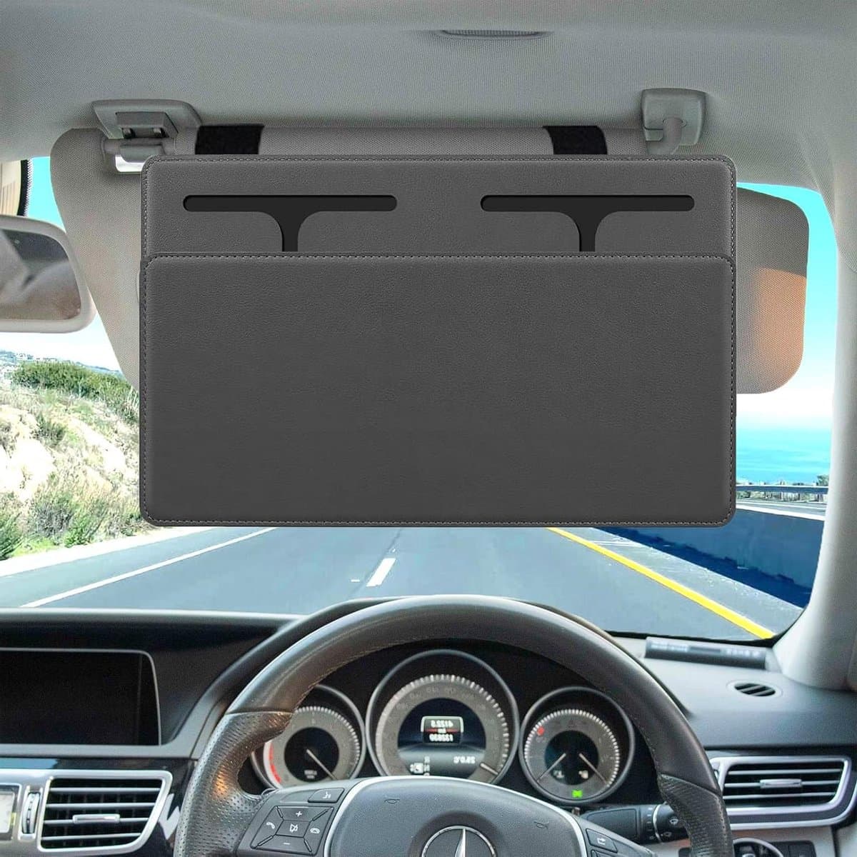 Autozonneklepverlenging, zonneklep, zonwering voor bestuurder of passagiers, veilig rijden door afscherming van de zon, universeel voor auto, SUV, grijs