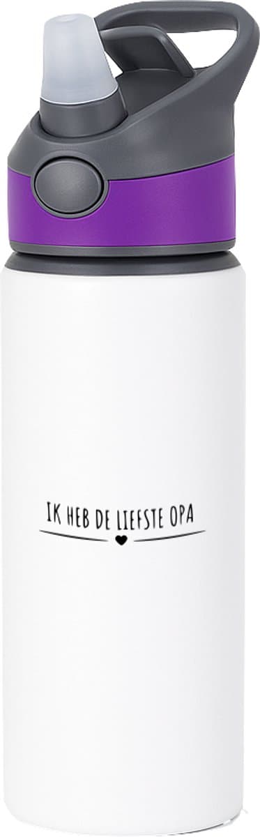 Hacebo® - ik heb de liefste opa waterfles met rietje paars - Opa - cadeau opa - Leuk cadeau voor je opa om te geven - verjaardag opa - water fles - 650ML