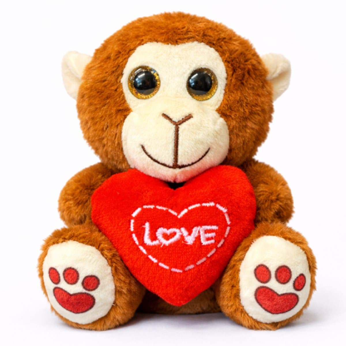 Topknuffels® - Aap met Love Hart Mini Pluche Knuffel 14 cm - Liefdes Love Knuffels - Valentijnsdag Moederdag - Dieren Speelgoed Knuffel - Ik Hou van Jou Cadeau Vrouw
