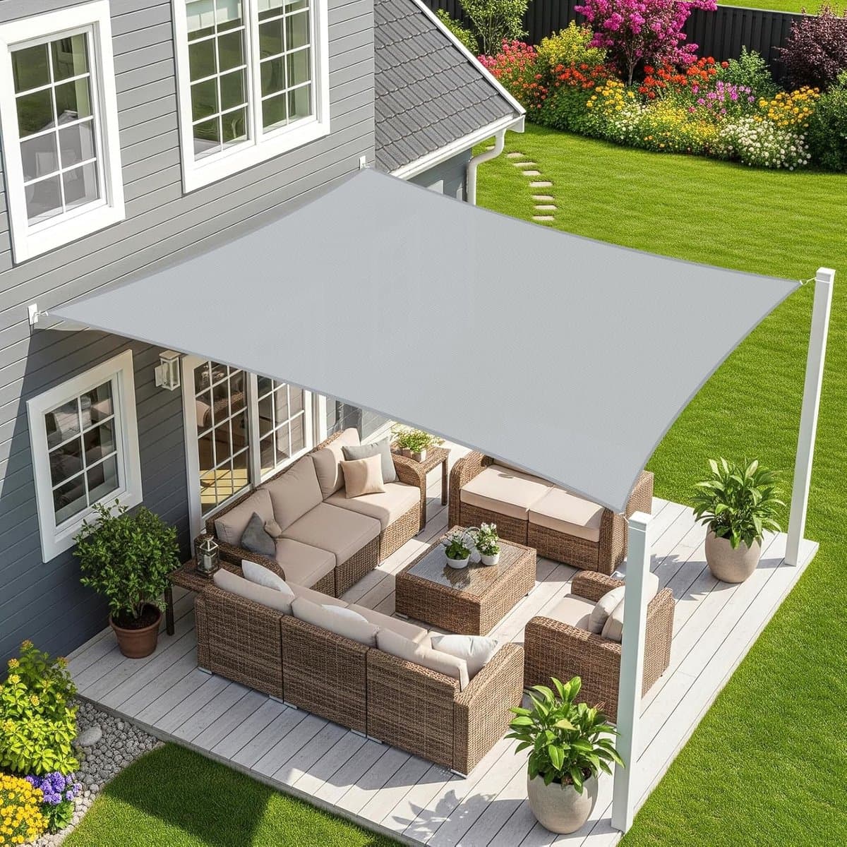 Gigicial - Zonnezeil Rechthoekig - 3 x 4 Meter - Stuks Waterdicht Doek - Grijs - 95% UV-Bescherming Voor Tuin En Terras