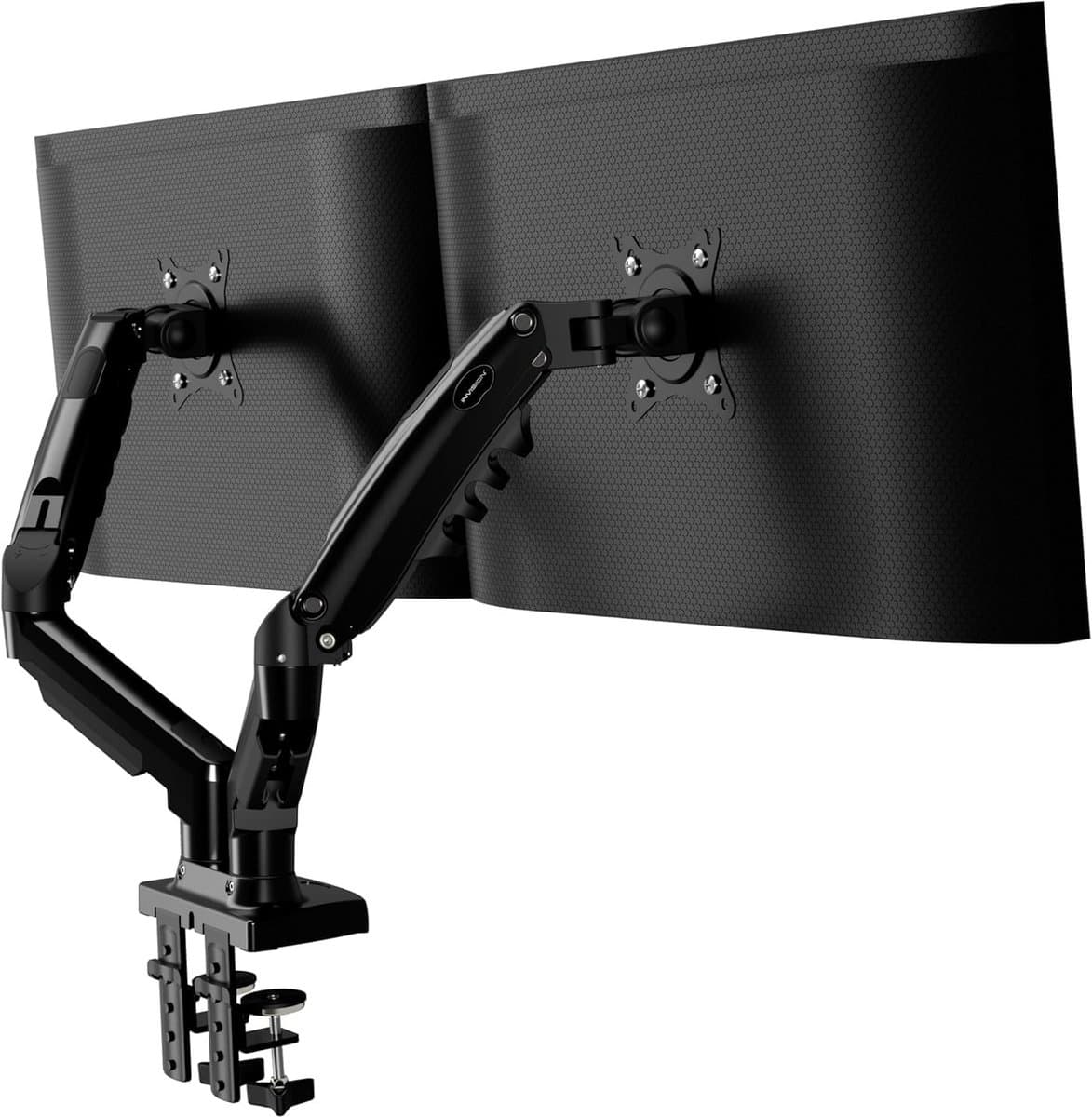 Dubbele Monitor Arm - Gasveer Arm - Bureau Organisatie - 360 Graden Draaibaar - 19 tot 32 inch - Zwart