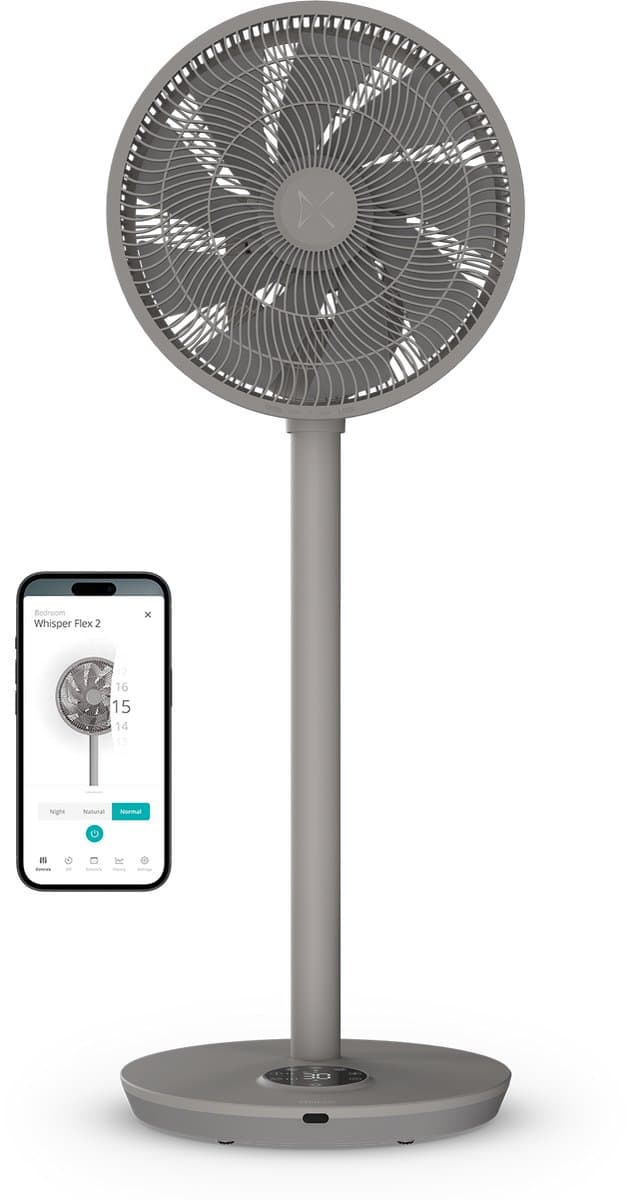 Duux Whisper Flex 2 – Smart Statiefventilator – Staande Ventilator Geruisloos – Grijs