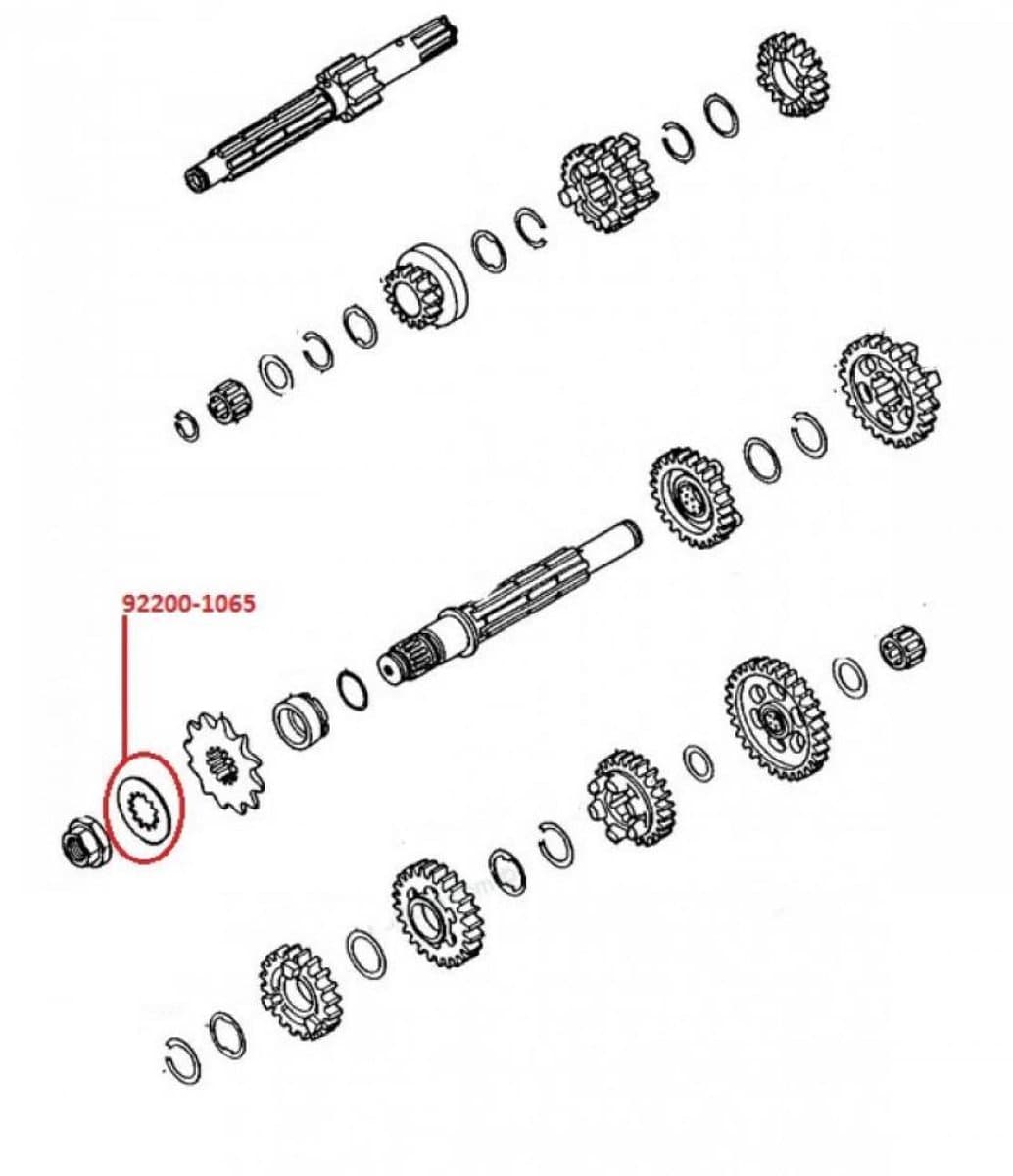 splined wasmachine versnellingsbak uitgang voor motor kawasaki z 1000 92200-1065 nieuw