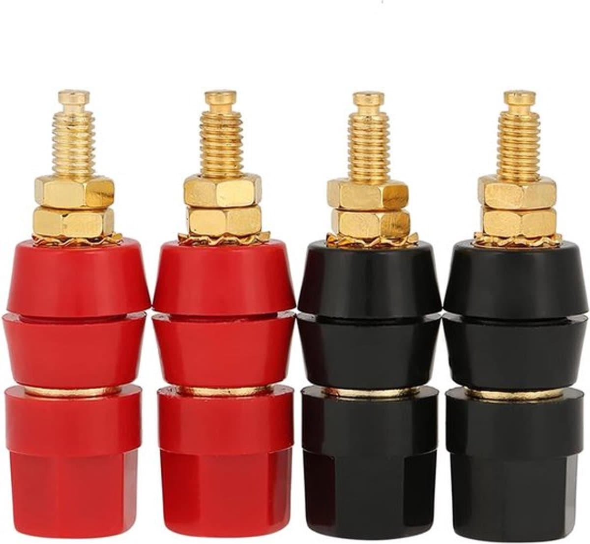 Audio luidspreker-terminal binding post-connector 4 mm paneelmontage - Zwart en Rood - bananensocket