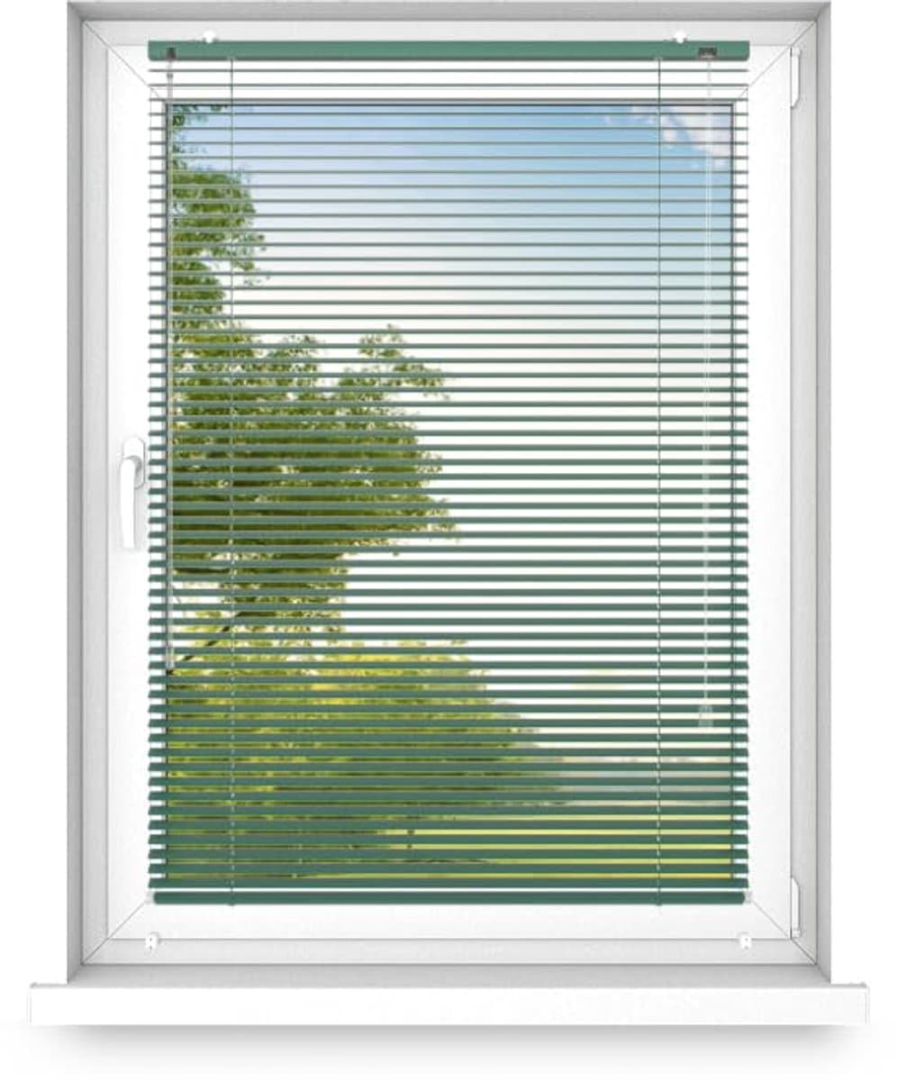 time4blinds - Binnenjaloezieën Zonder Boren - Aluminium Jaloezieën - Aluminium Rolgordijnen voor Woonkamer, Slaapkamer, Keuken, Kantoor - met Koordgeleiders - Smaragdgroen, Rechts, 1100x500