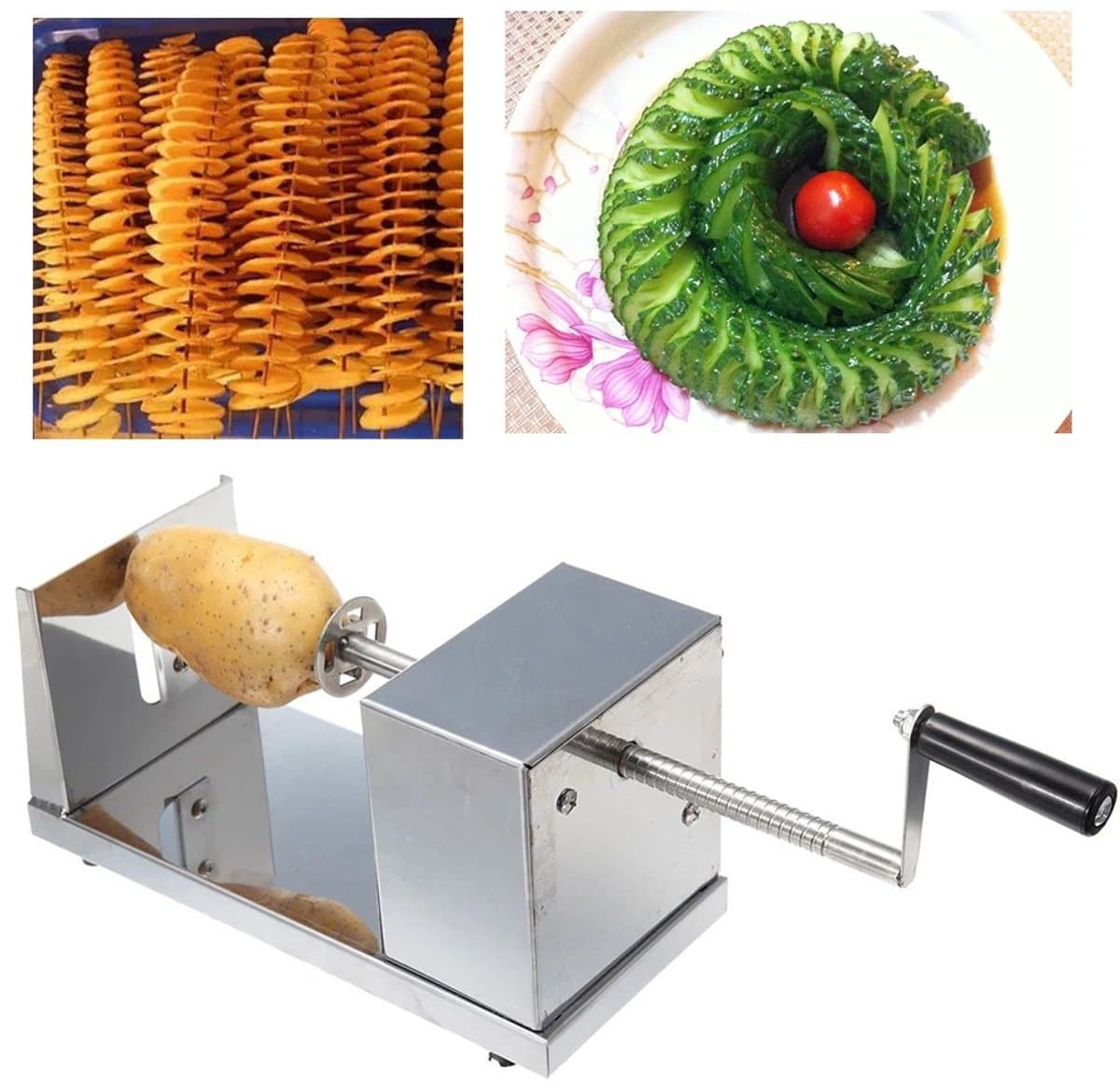 NordHaus Spiraalsnijder Aardappel - Aardappelchips Maker - Appelsnijder - Handmatige Bediening - RVS 25x12x14 cm