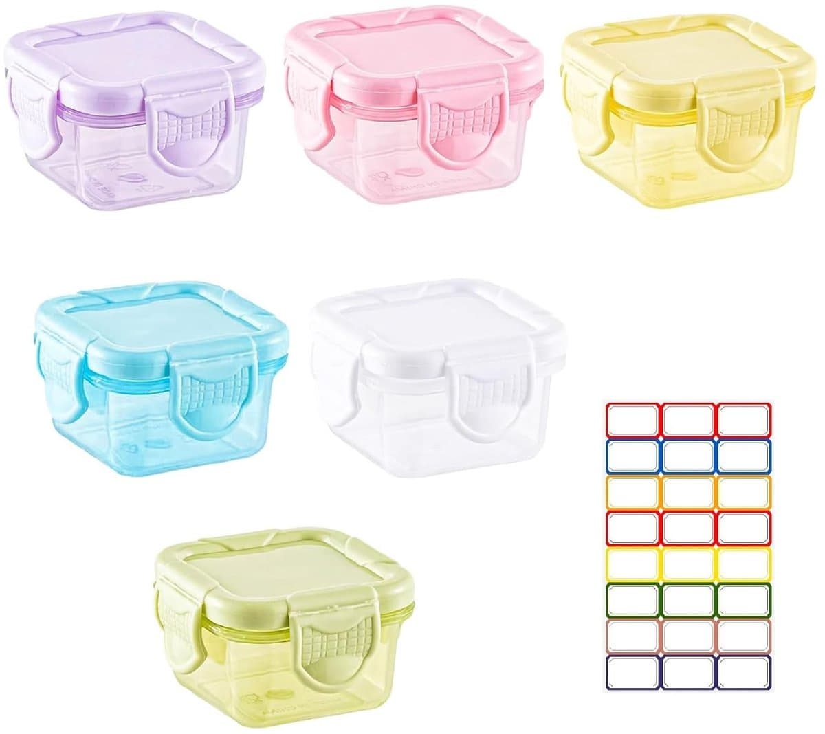 SPHProducts - Mini voedselcontainers - Herbruikbare Bento Boxen - 6 stuks - Vriezerbestendig - Perfect voor school en picknick - Levensmiddelenetiket