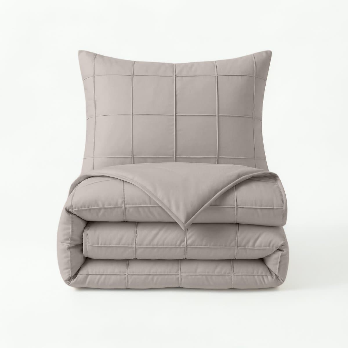 Check Pintuck Taupe/Grey 240 x 220