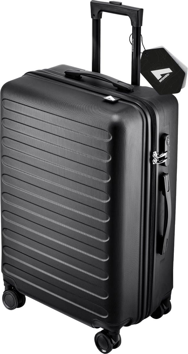 NOHRD Koffer 70L - 65.5x44x27 cm - Reiskoffer Medium met Spinner Wielen - Lichtgewicht - Trolley - Cijferslot - Zwart