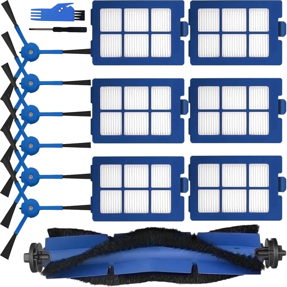 Vervangende onderdelen accessoires voor Eufy RoboVac X8 serie hybride robotstofzuiger, 1 * hoofdborstel, 6 * zijborstel, 6 * HEPA-filters, 1 * reinigingsborstel, 1 * schroevendraaier (13 stuks)