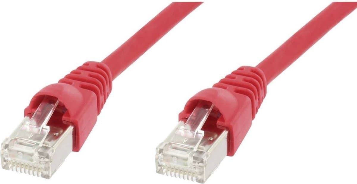 Telegärtner L00004A0056 RJ45 Netwerkkabel, patchkabel CAT 6A S/FTP 7.50 m Rood Vlambestendig, Snagless, Vlambestendig,
