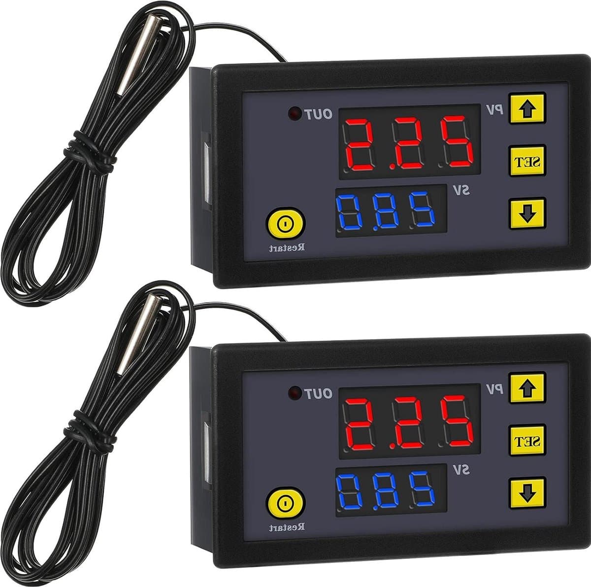 Digitale lcd-thermostaat temperatuurregelaar -DC 12 V 20 A- besturingsschakelaar -50-110 graden Celsius- met temperatuursonde alarm bij hoge temperatuur voor koelkast transparant 2 stuks. .