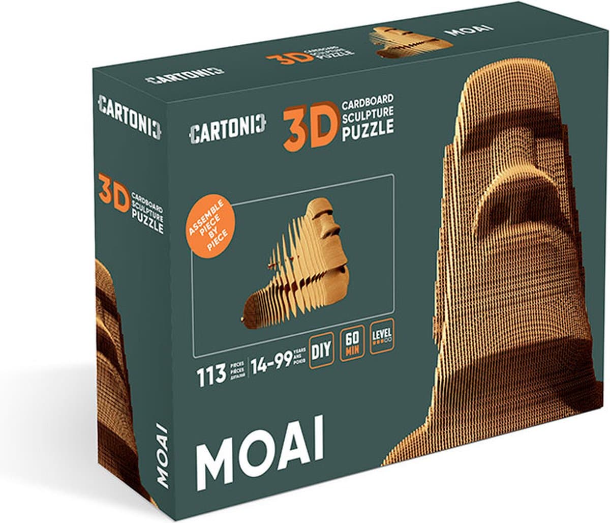 CARTONIC- MOAI- 3D-puzzel- 3d puzzel- speelgoed- DIY- decoratie-kinderen en volwassenen- ecologisch- kunst- cultuur
