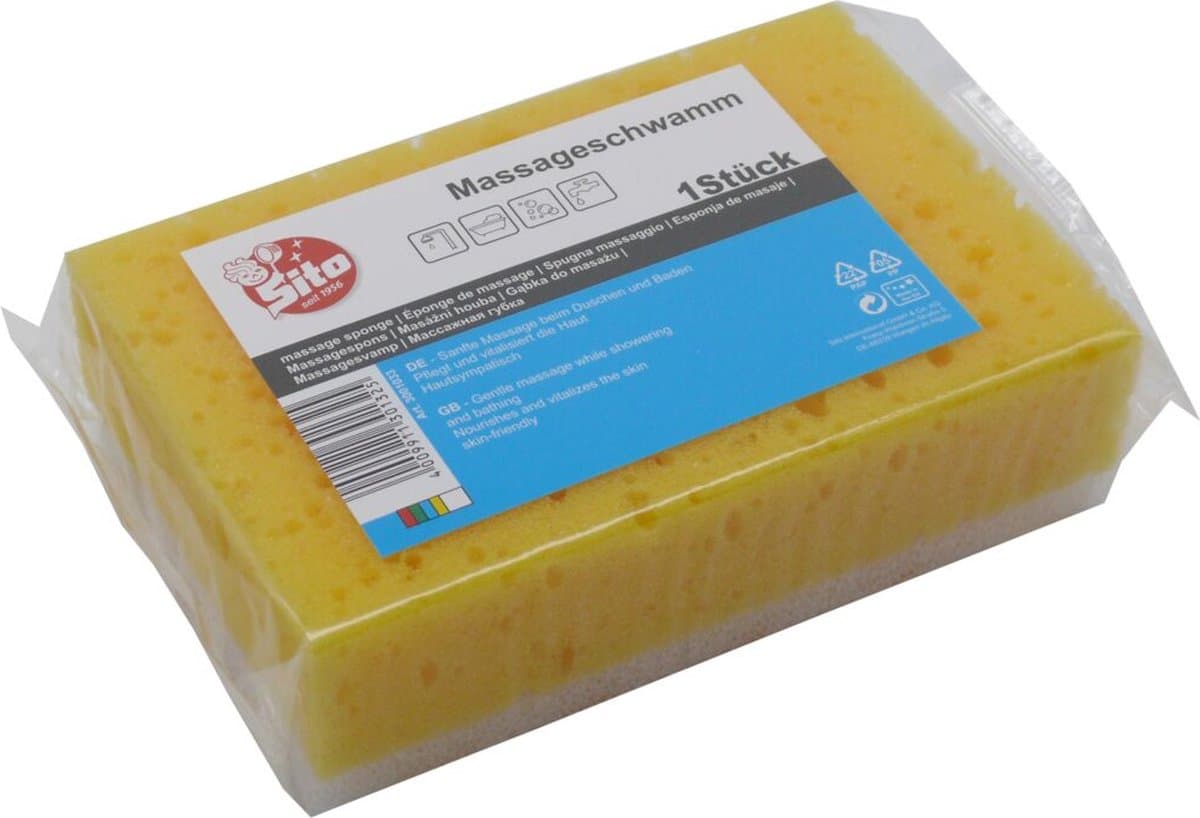 Massage badspons scrub - 150x100x47mm. - huidvriendelijk - gemaakt in de EU