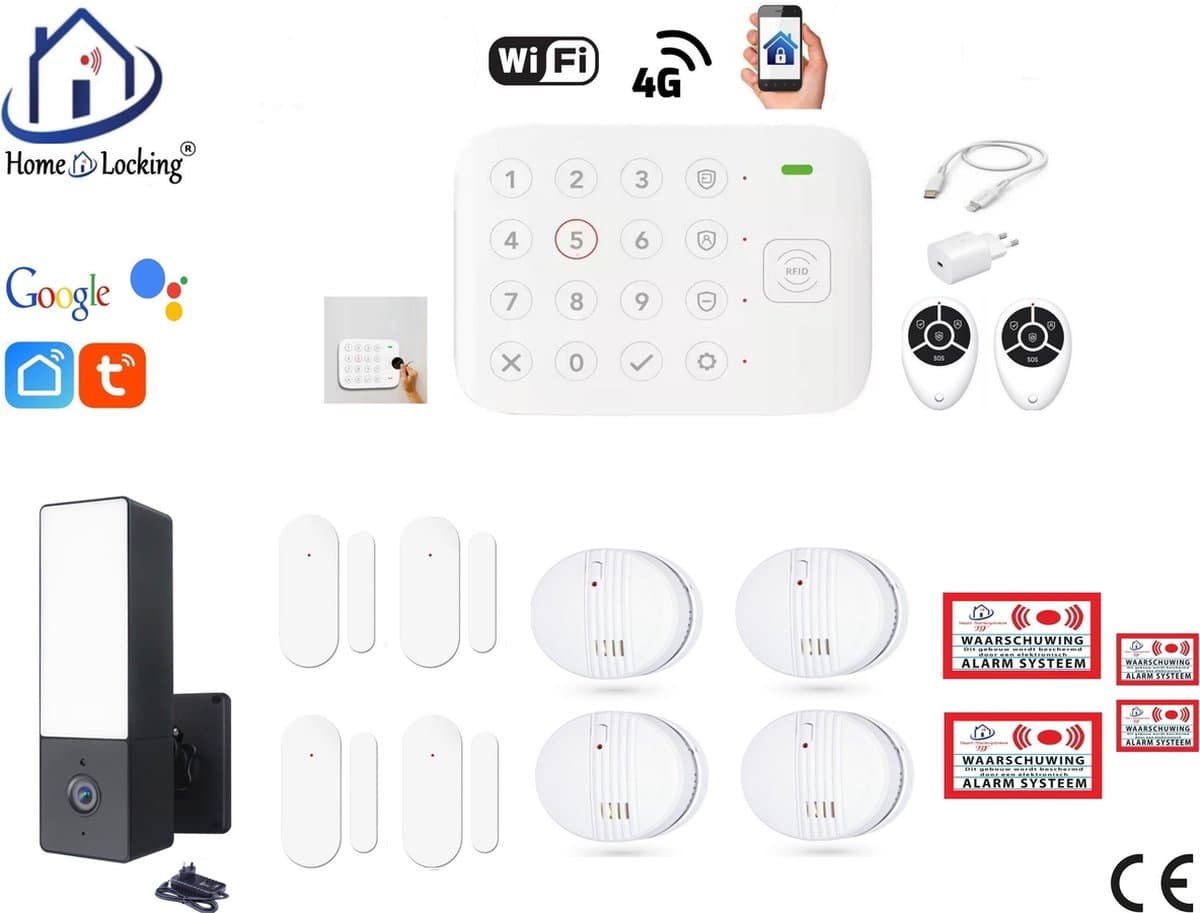 Draadloos alarmsysteem voor woning/camper/boot/caravan werkt met wifi en met spraak gestuurde apps. ST01D-33