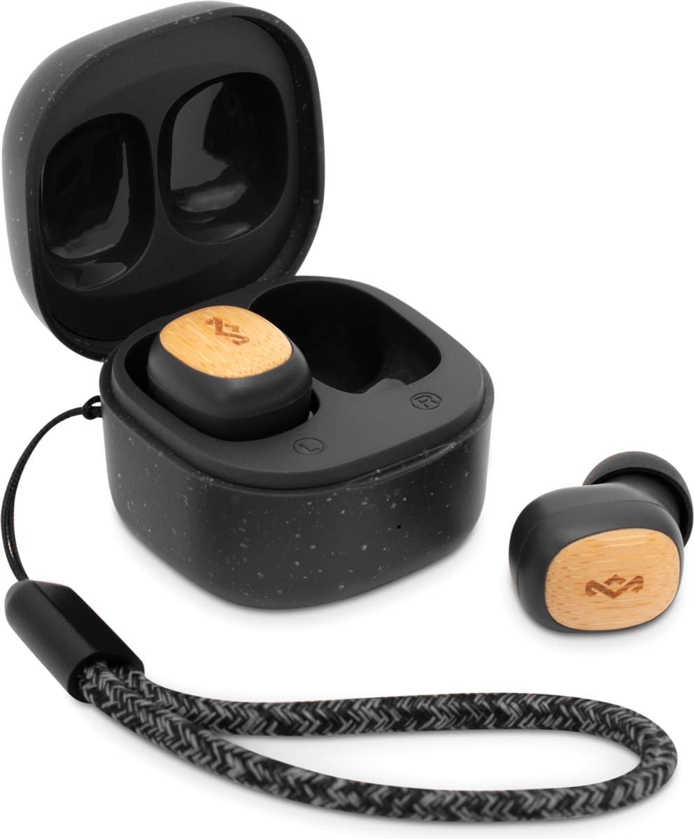 House of Marley Smile Jamaica TWS Draadloze oordopjes - Bluetooth - 14 uur Speeltijd - Met Microfoon - Oortjes Draadloos - Gemaakt van Duurzame Materialen - Zwart