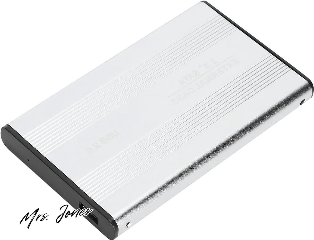 Mrs. Jones Draagbare Externe Harde Schijfbehuizing USB2.0 Draagbare HDD/SSD Harde Schijf voor Laptops/OS X Externe Gegevensopslag Plug-and-play HDD 2TB Zilver .