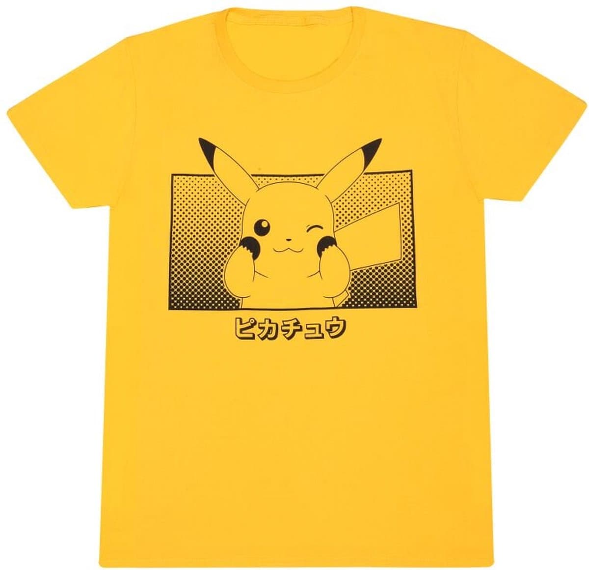 Pokémon Pikachu Katakana T-shirt geel XXL Katoen - Anime, Fan merch, Gaming, Nintendo