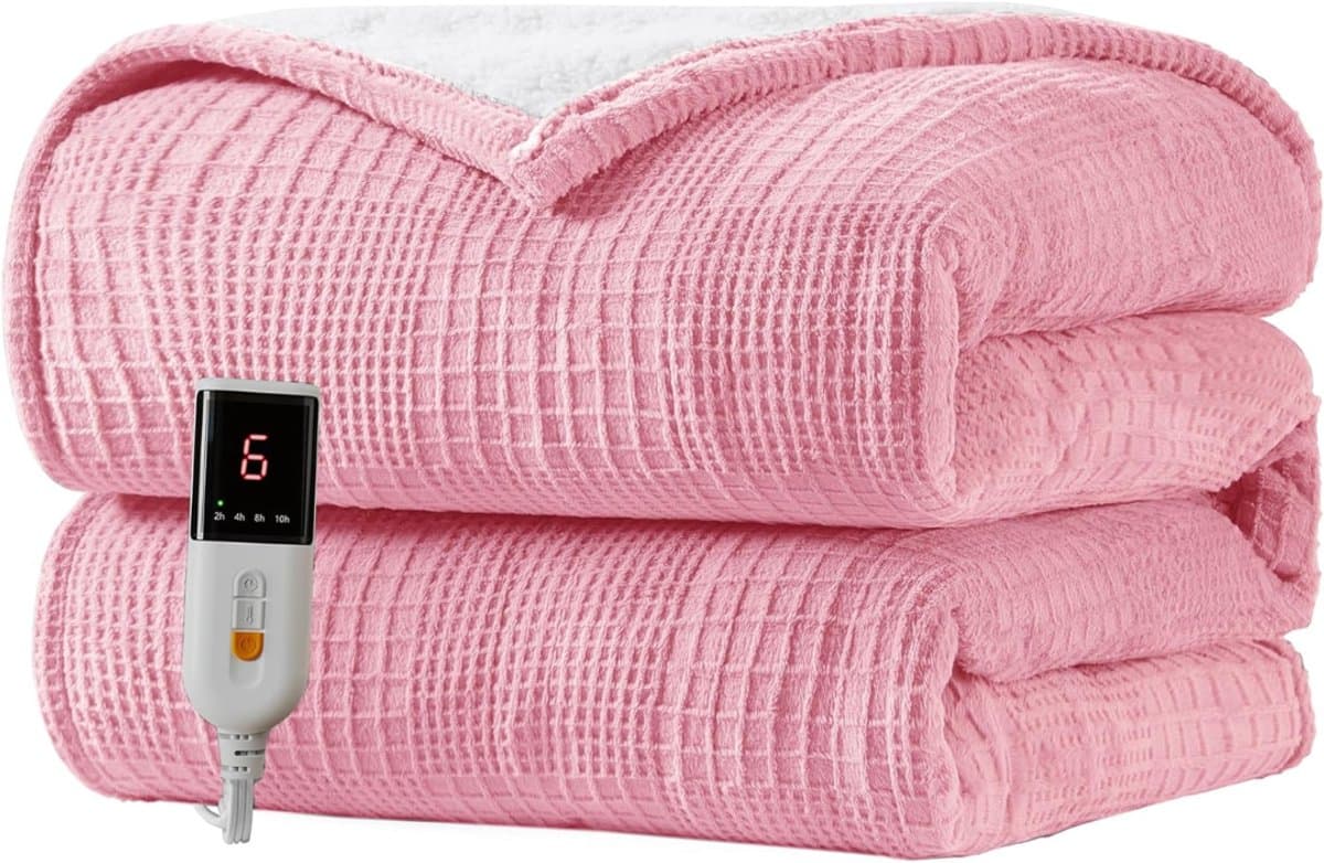 AMA® Elektrische Onderdeken - Warmte Deken - Elektrische Deken - 130 x 160cm x 1cm - Roze