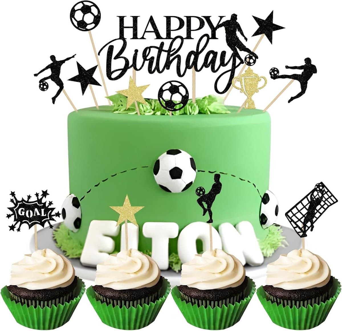 Voetbal Taartdecoratie Set voor Verjaardagsfeestjes - 13 Delig