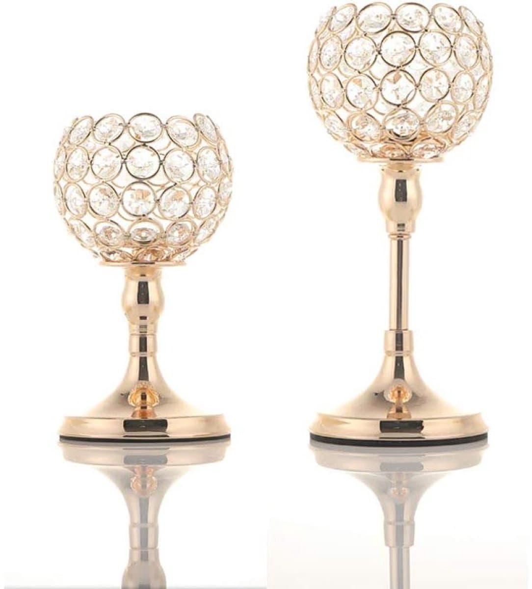 Gigicial Kandelaars - Kaarsenhouder - Gouden Tafelstukken Met Kristallen Decoratie Voor Elegantie En Sfeer - 2 Stuks - Woonkamer/Goud