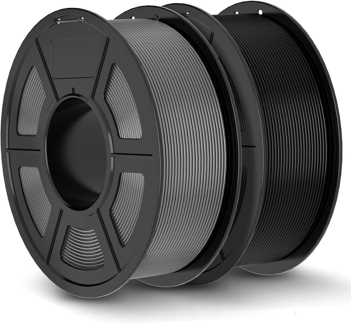PLA+ Filament 1.75mm - Sterk 3D Printer Materiaal, Nauwkeurigheid +/- 0.03mm, 2 Rollen (Zwart & Grijs), 1.1KG Spoel