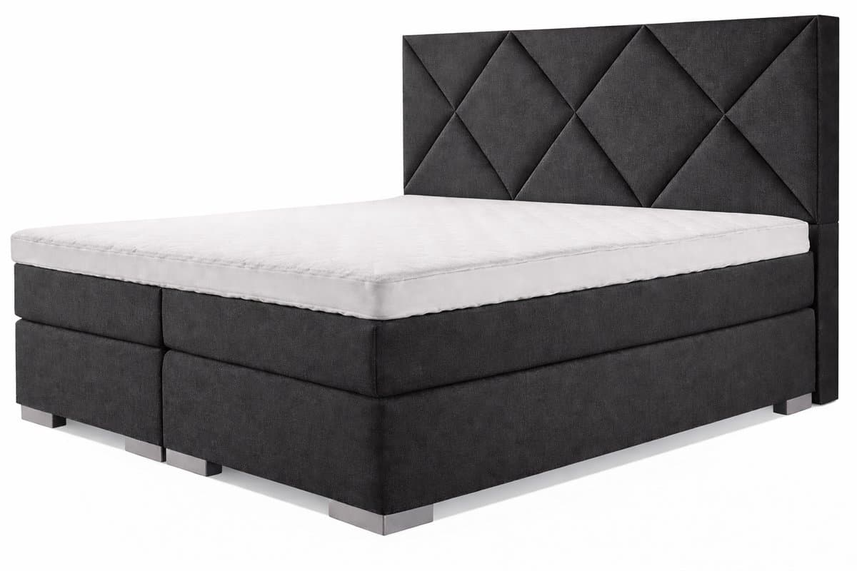 Boxspring Zen - 180x210 - Incl. Ruiten hoofdbord - Zwart