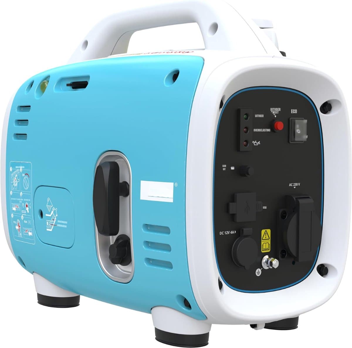 RONN® Stroomgenerator - Stille Benzinegenerator - Generator - Draagbaar - ‎Turkoois/Wit - ‎40cm x 24cm x 35cm