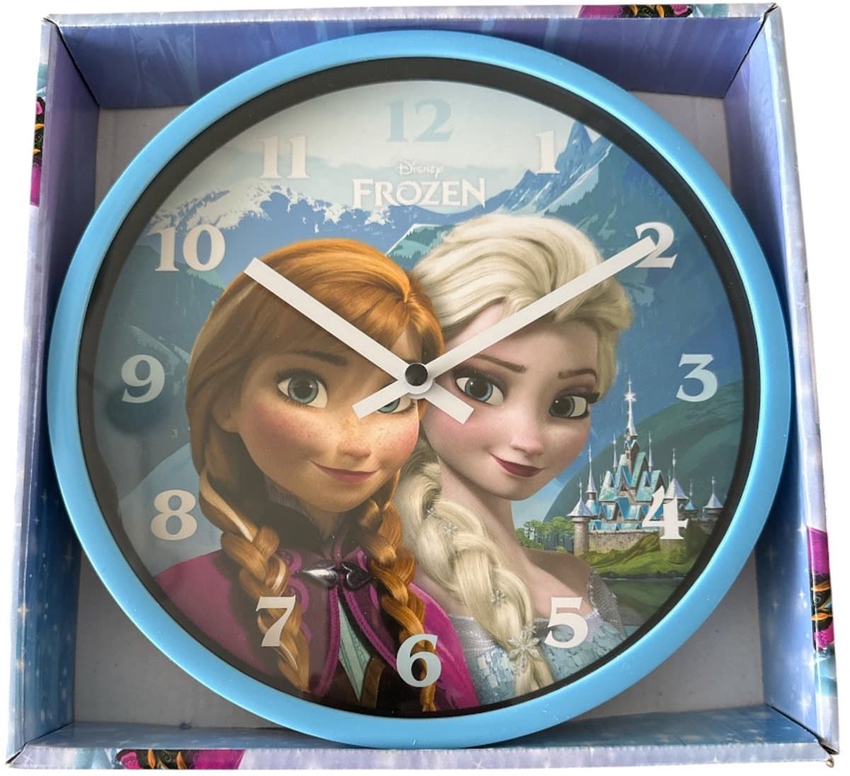 Frozen Wandklok Kinderkamer – Anna & Elsa – Kinderklok – Meisjes – Blauw – Cadeau