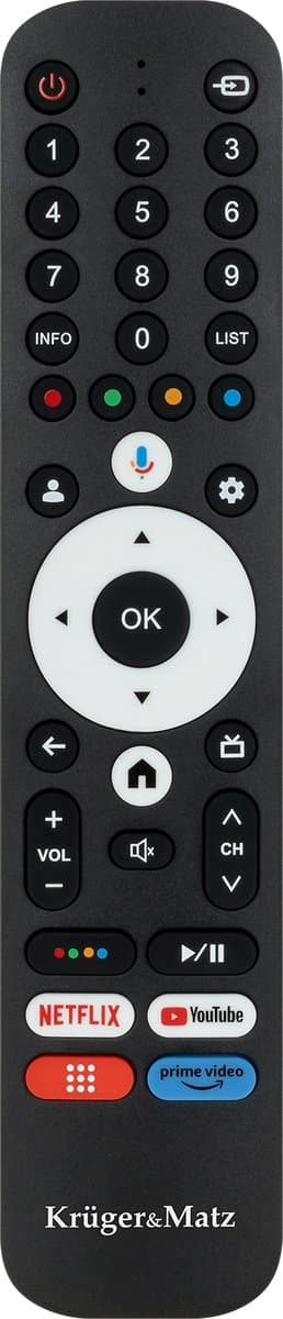 Krüger&Matz - Google TV - Afstandsbediening - Ergonomische Vorm - Stemsturing