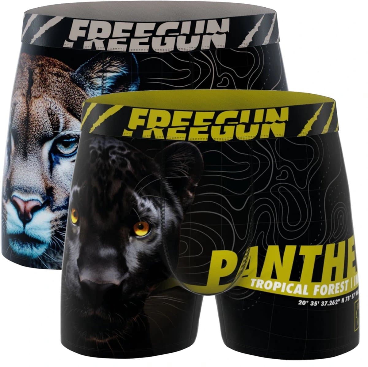Freegun jongens boxershorts - microvezel - 2-pack - maat 140/152 - Wild foto panter/poema