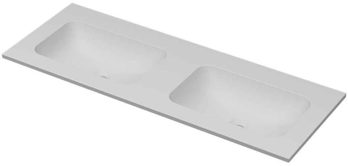 INK Aspekt Wastafel Porselein Dubbel Zonder Kraangaten - 1200x450x15 mm - Mat Wit