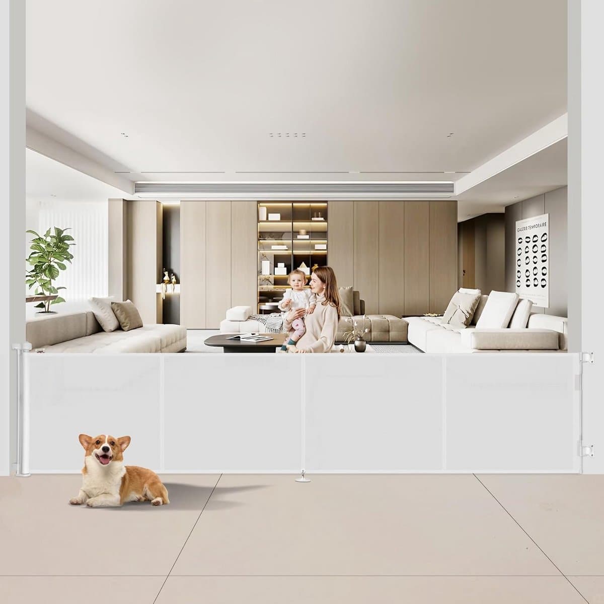 Extra Brede Intrekbare Veiligheidshekken voor Baby's en Honden met Verstevigde Strip, 500cm Lang en 107cm Hoog