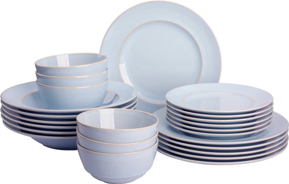 Palmer - Barolo - Serviesset - 6 persoons - 24 delig - Lichtblauw - Stoneware - Bordenset