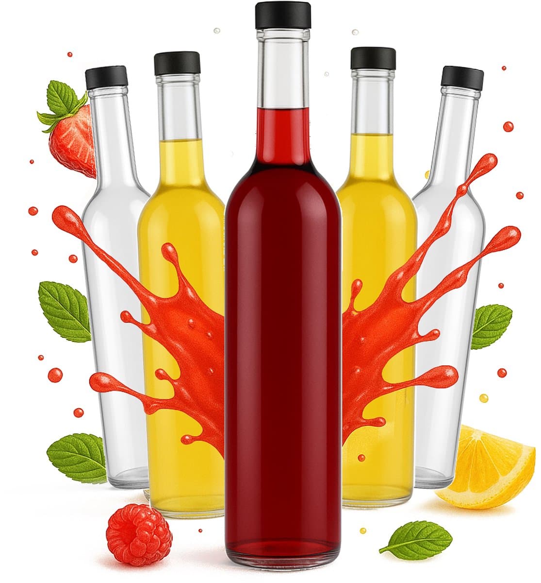 5x Futura Glazen Fles 500ml met GPI Schroefdop