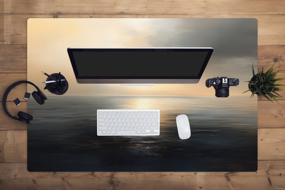 Muismat XXL 120x80 cm - Bureau onderlegger - Bureau mat Zon - Horizon - Zee - Bureaumat - Gaming mousepad xl - Bureaulegger groot - Computer deskmat