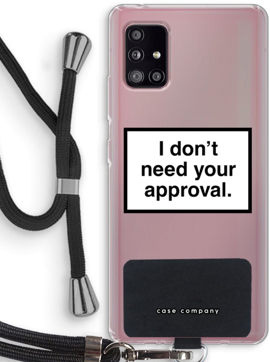 Case Company® - Hoesje met koord geschikt voor Samsung Galaxy A51 5G hoesje met Koord - Don't need approval - Telefoonhoesje met Zwart Koord - Bescherming aan alle Kanten en Over de Schermrand