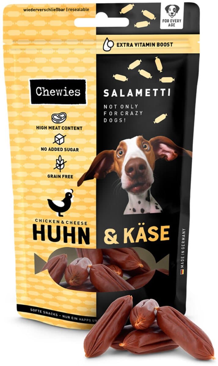 Chewies Salametti Hondensnack Kip & Kaas - 8 x 200 gr - Voordeelverpakking
