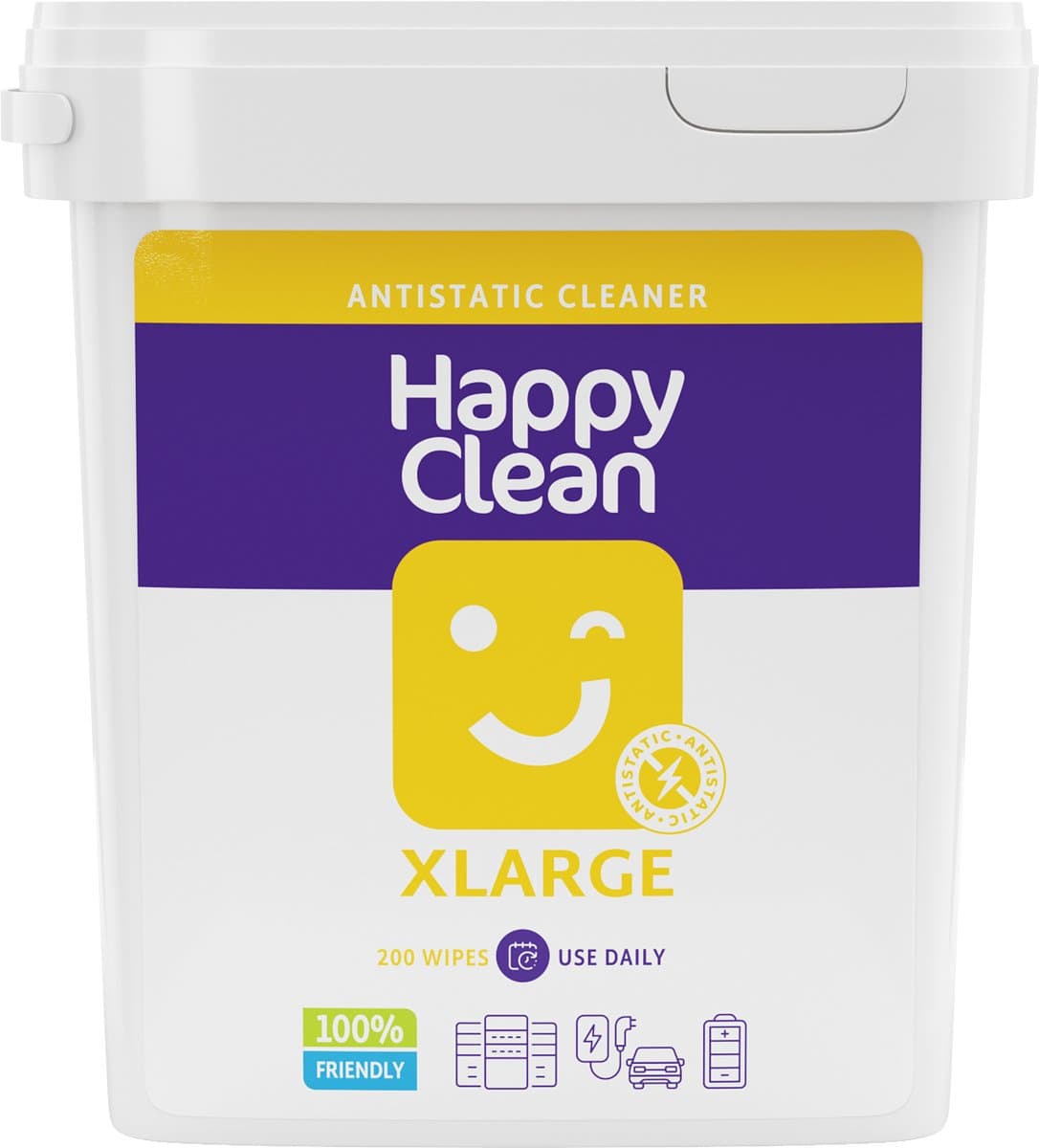 Happy Clean Antistatische Vochtige doekjes - Bulk 200 stuks - ESD Veilig - Veilig reinigen van gevoelige en kwetsbare systemen en kunststof - Vervanger voor anti statische spray